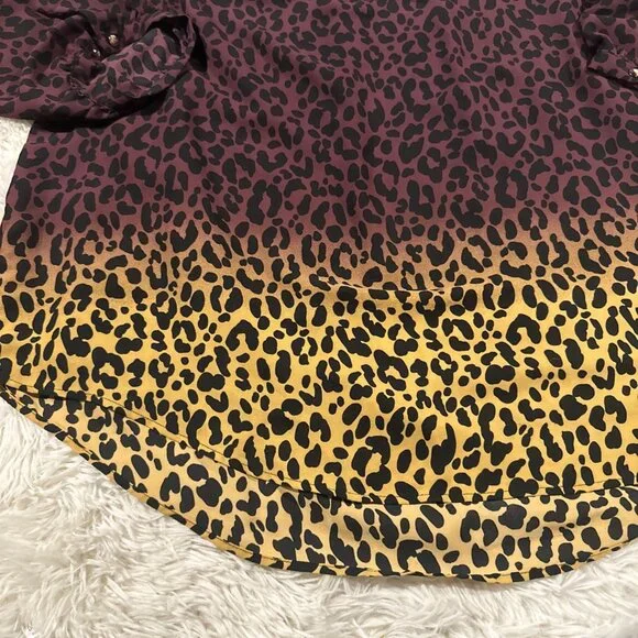 Torrid womens cheetah print ombre blouse 3 sheer sexy curvy - Picture 2 of 13